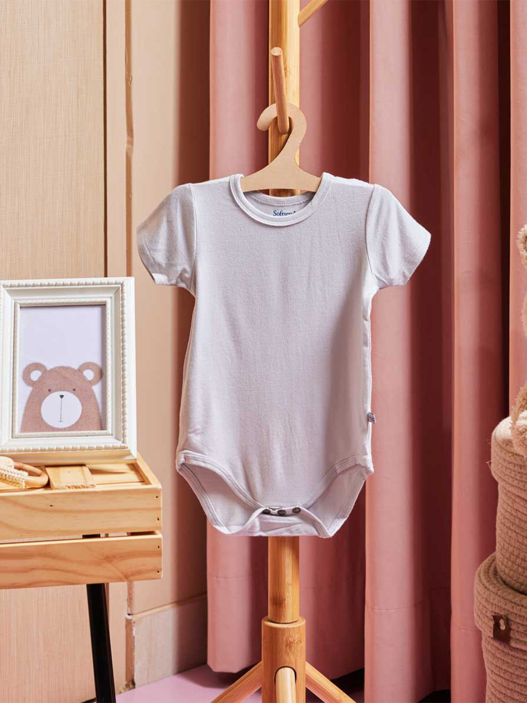 Softsens Infant Boys Grey Solid Bamboo Bodysuit