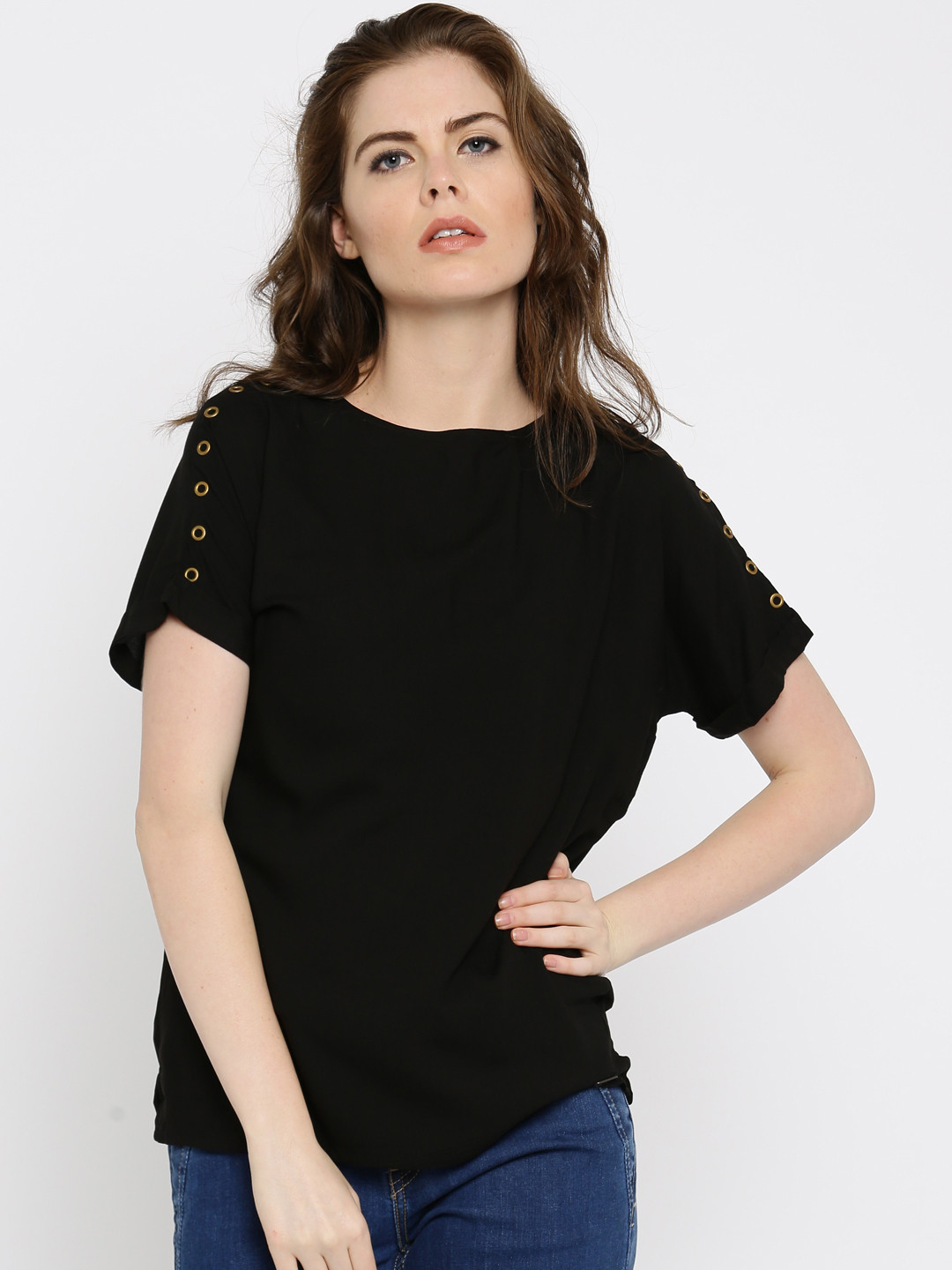 Roadster Black Extended Sleeves Top