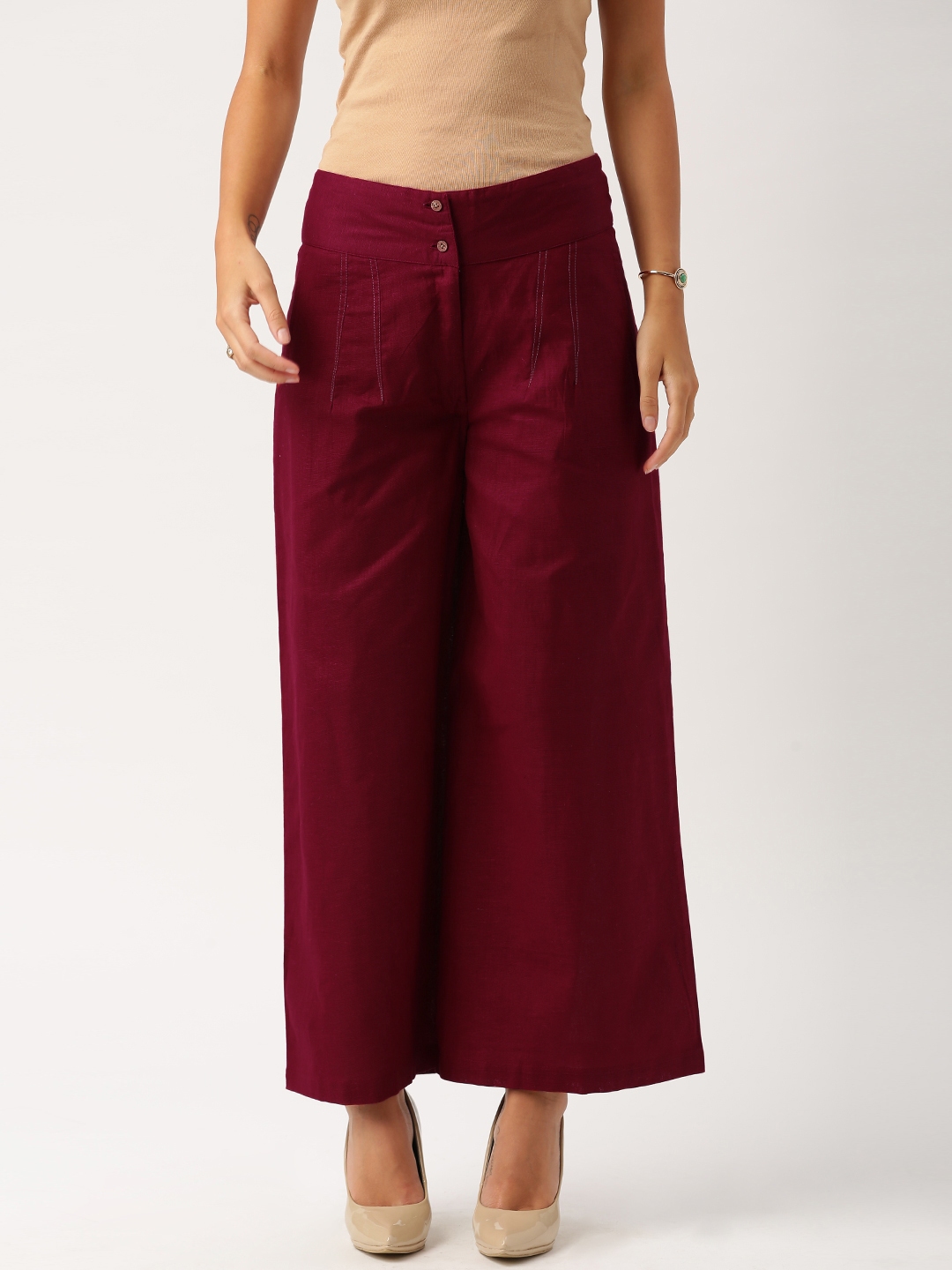 Buy IndusDiva Mumbai Khadi Maroon Palazzo Trousers  Palazzos for Women  1456646  Myntra