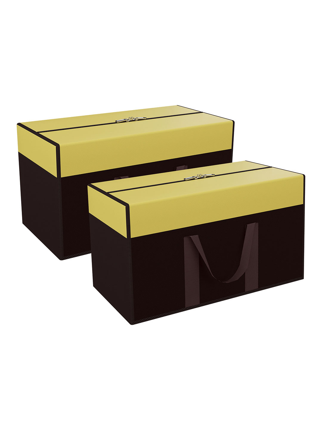 Kuber Industries Set of 2 Yellow & Black Solid Medium Size Multi-Purpose Storage Bag