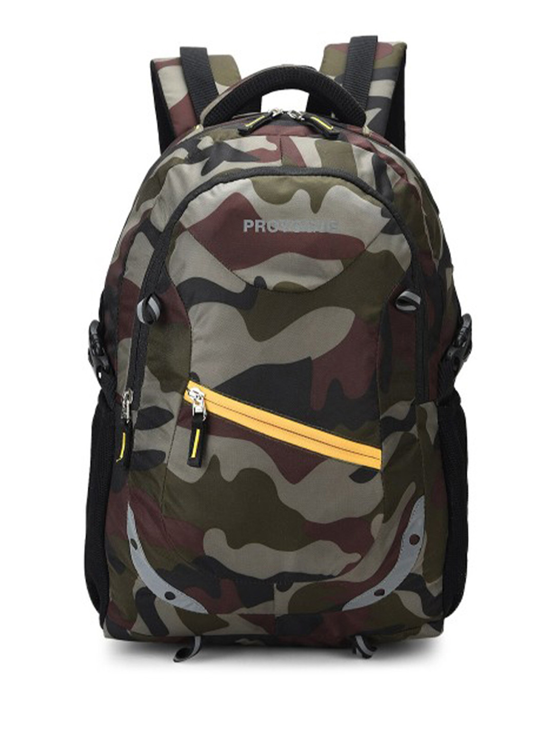 Provogue Unisex Olive & Grey Camouflage Backpack with Reflective Strip 35 L