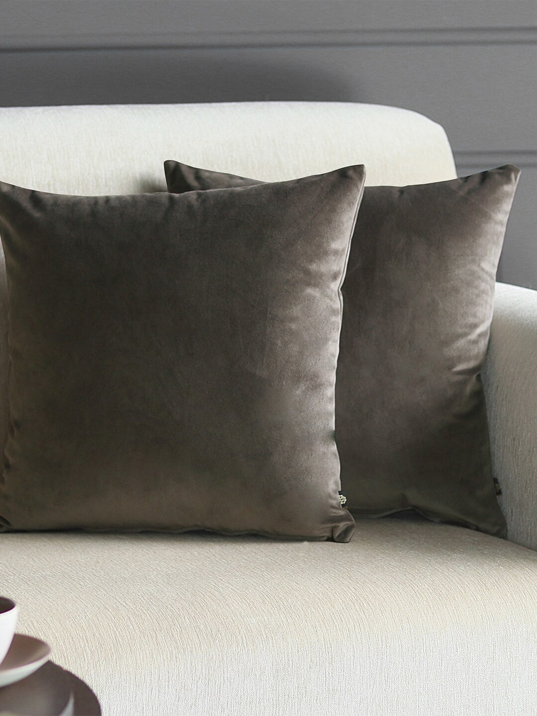 GM Brown Polyester Lightweight 2 Pcs Square Cushion Covers - 15.7 x 15.7 In