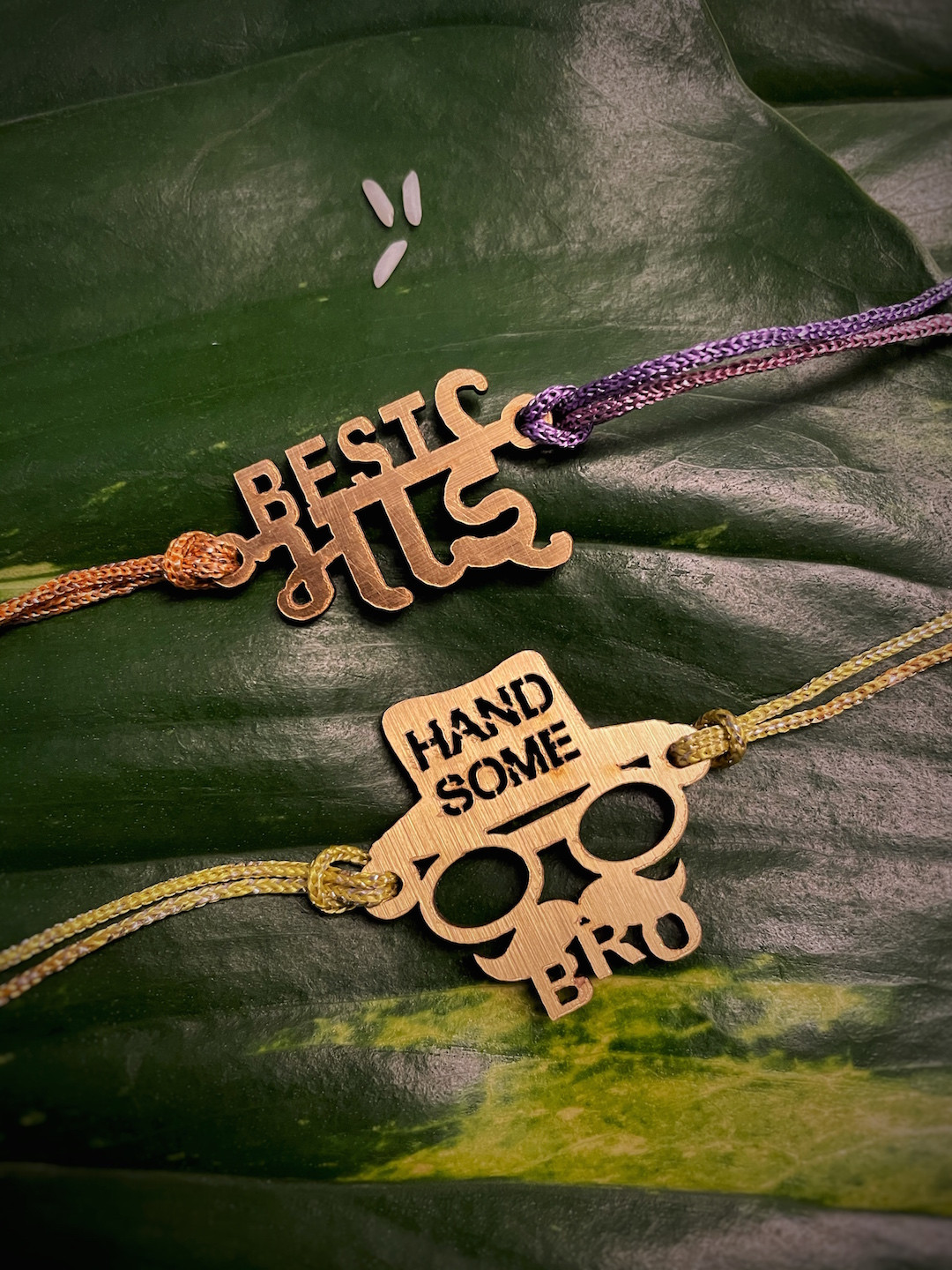 Digital Dress Room Pack of 2 Gold-Toned with Handsome BRO/Best BRO Slogan