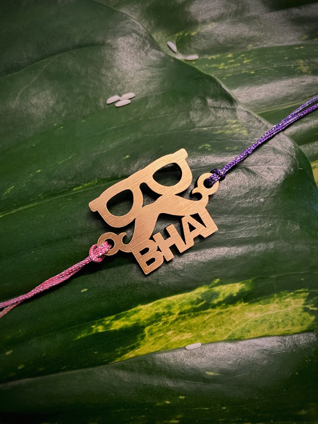 Digital Dress Room Men Gold Funny Goggle & Moustache Mauli Thread Rakhi