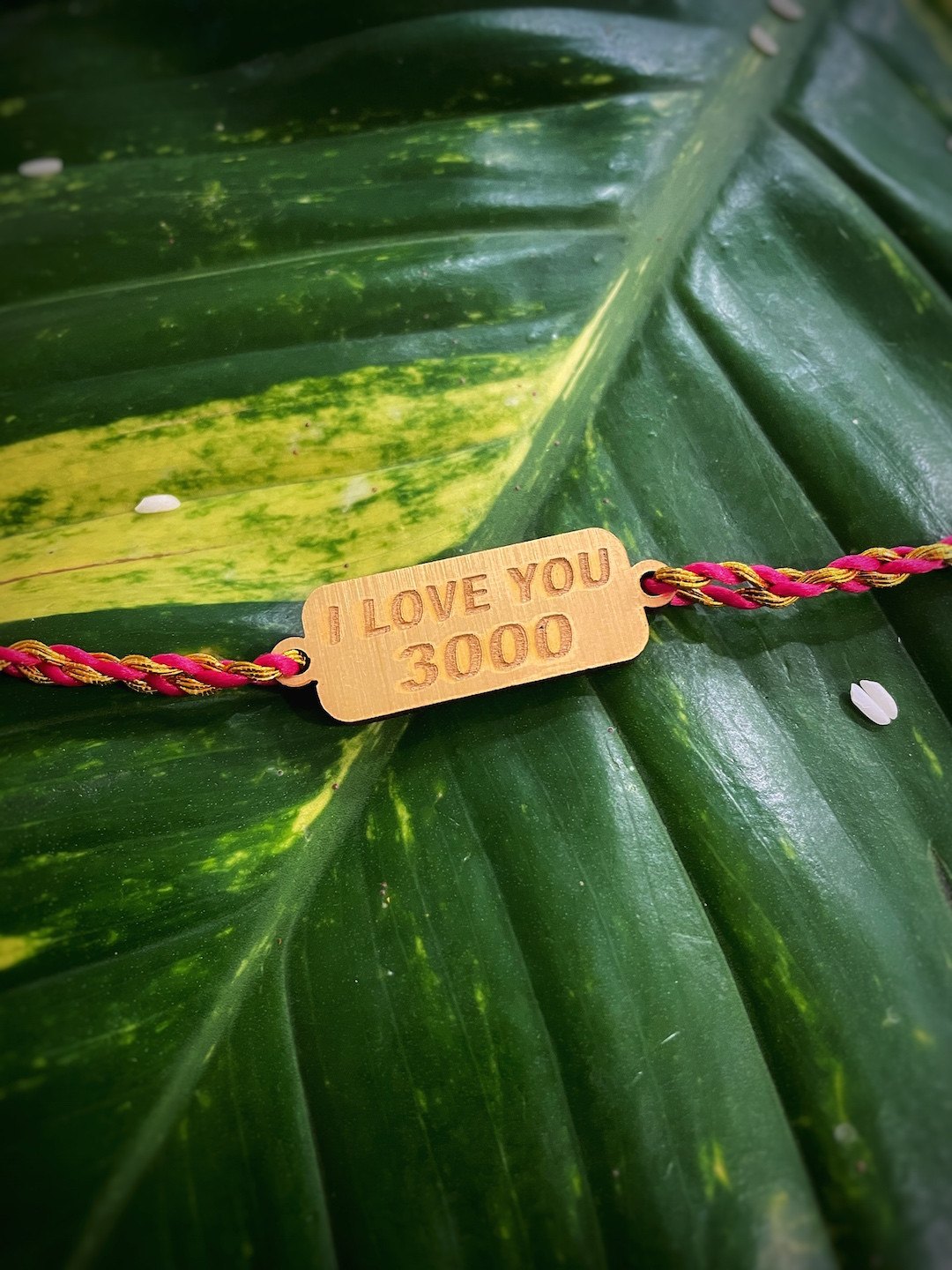 Digital Dress Room Red Fancy Rakhi Design with I Love You 3000 Pendant