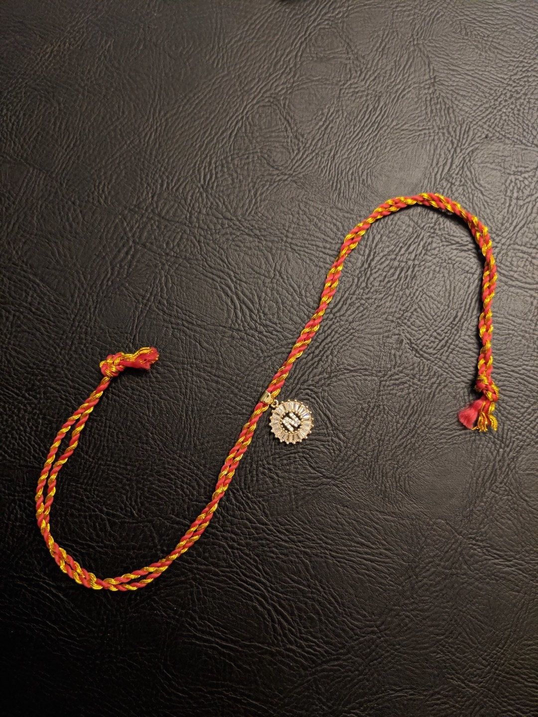 Digital Dress Room Gold-Plated Letter 'N' Customised AD Pendant Rakhi