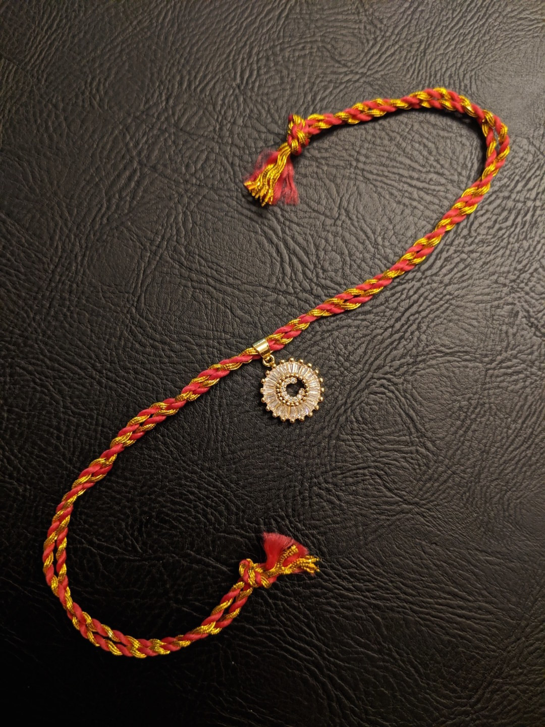 Digital Dress Room Letter C Gold-Plated Customised AD Pendant Mauli Rakhi