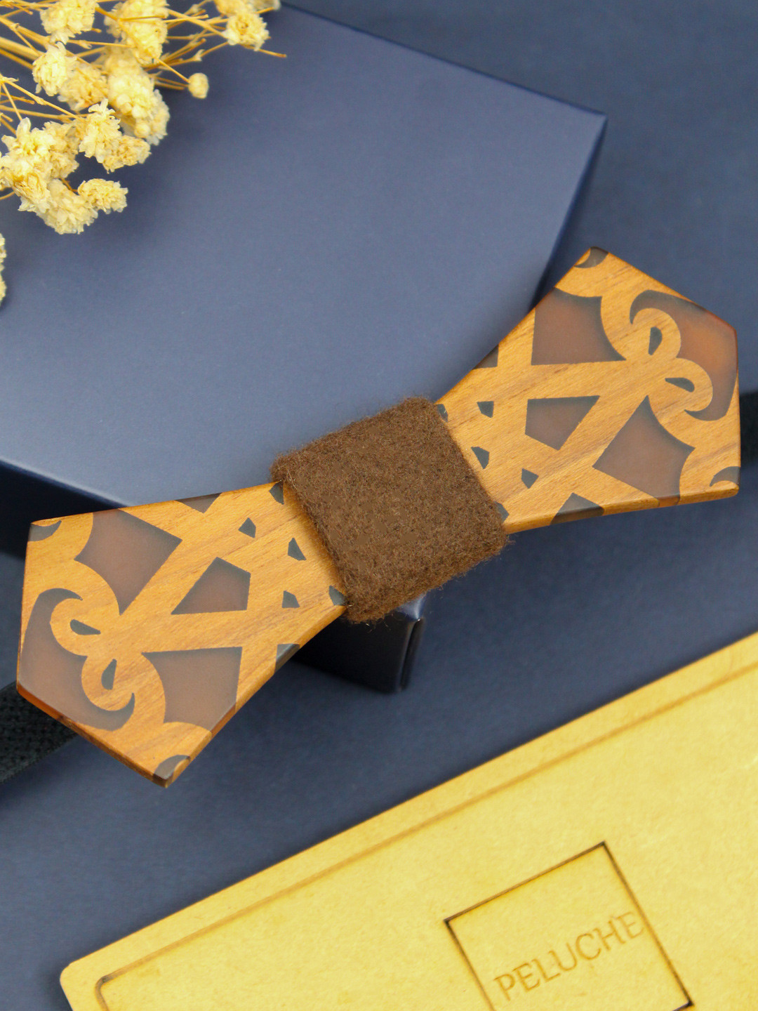 PELUCHE Men Brown Printed Wooden Bow Tie