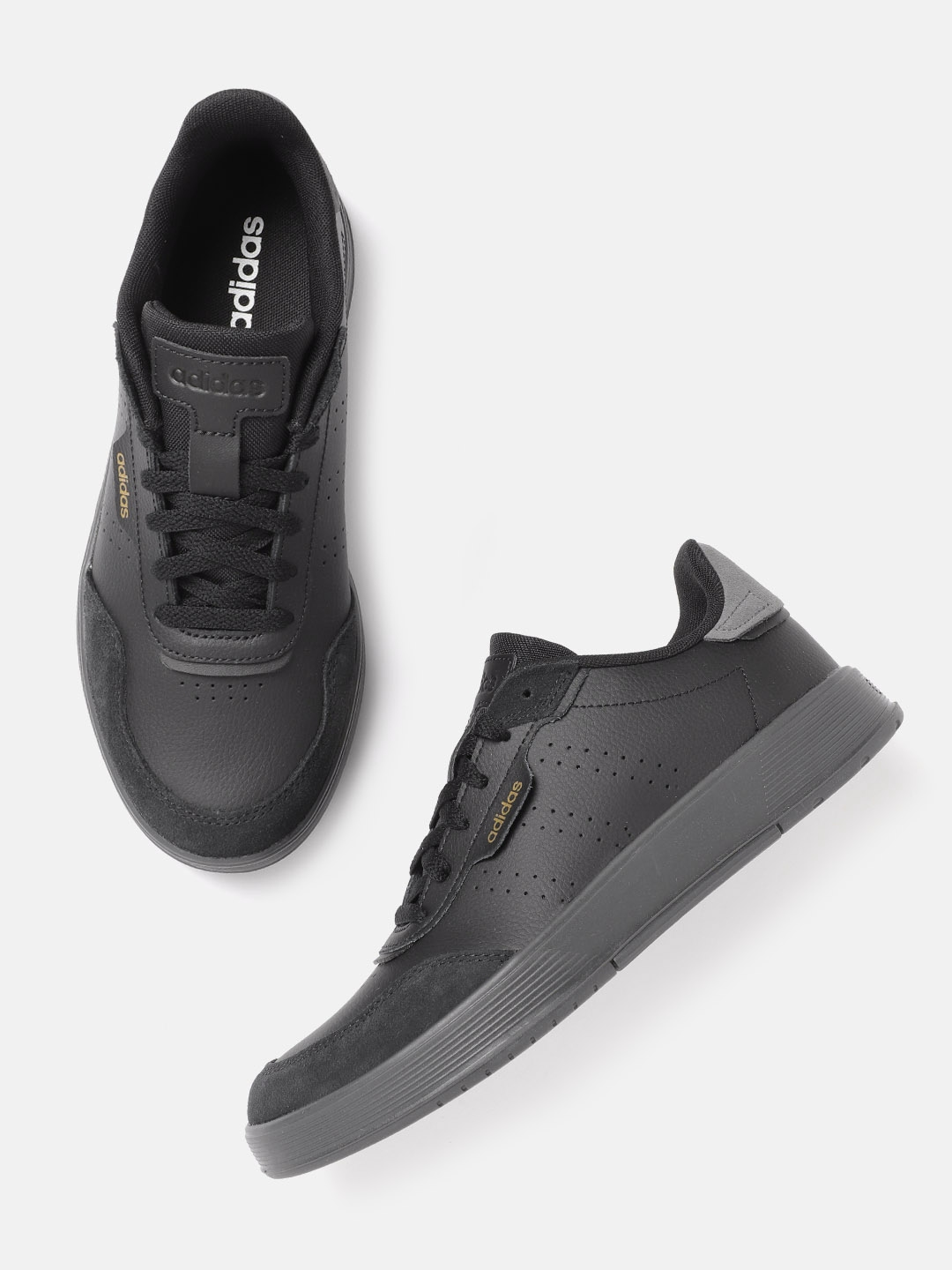 Buy ADIDAS Men Black Perforated Leather Courtphase Tennis Shoes Sports Shoes for Men 14591858 Myntra