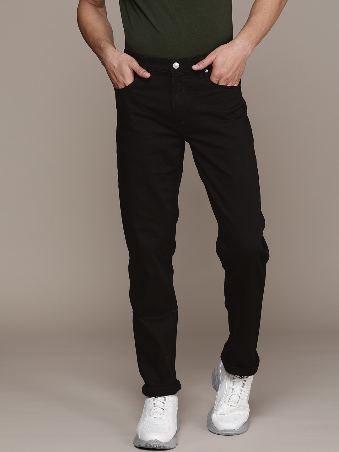 Calvin Klein Jeans Men Black Slim Fit Stretchable Low-rise Jeans