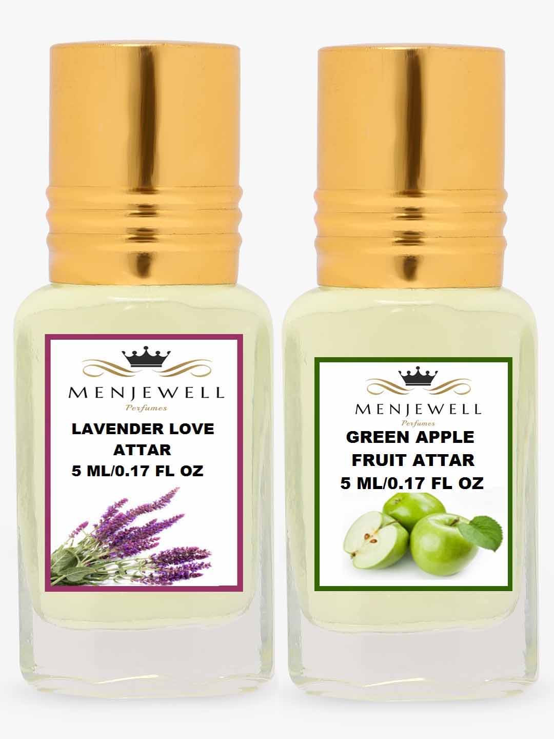 Menjewell Set Of 2 Yellow Lavender Love & Green Apple Fruit Attar