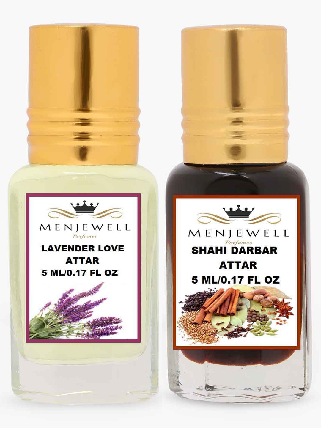 Menjewell Set Of 2 Yellow & Brown Lavender Love & Shahi Darbar Attar