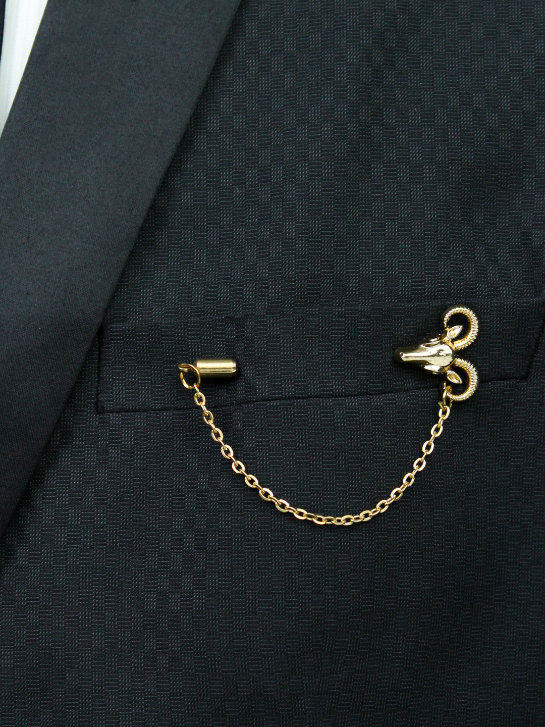 PELUCHE Gold-Toned Heady Ram Lapel Pin