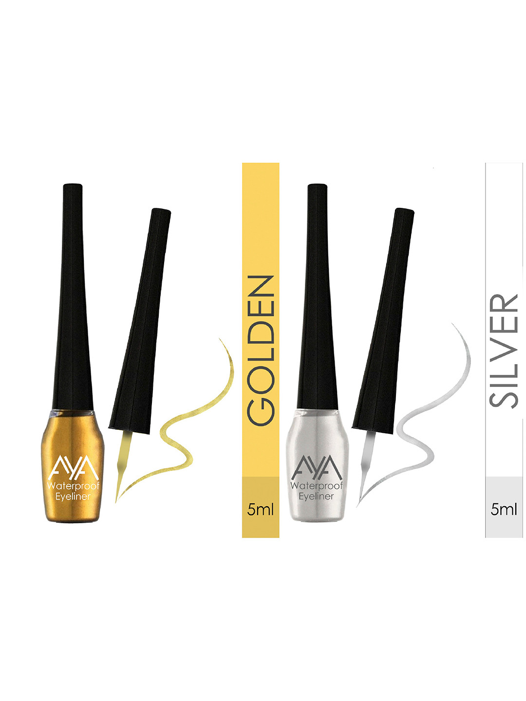 AYA Women Silver & Gold  Set of 2 Waterproof Liquid Eyeliner 10ml
