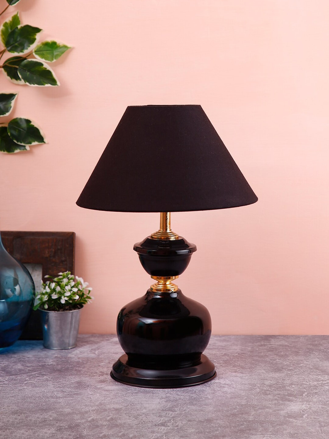 Devansh Black Traditional Bedside Standard Table Lamp
