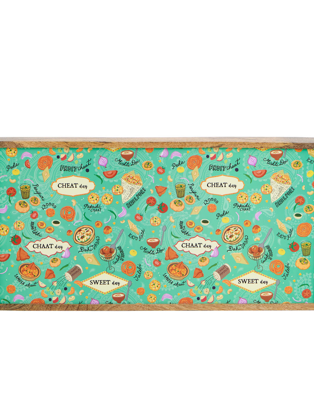 Chumbak Classics Green and Red Conversational Print Breakfast Tray