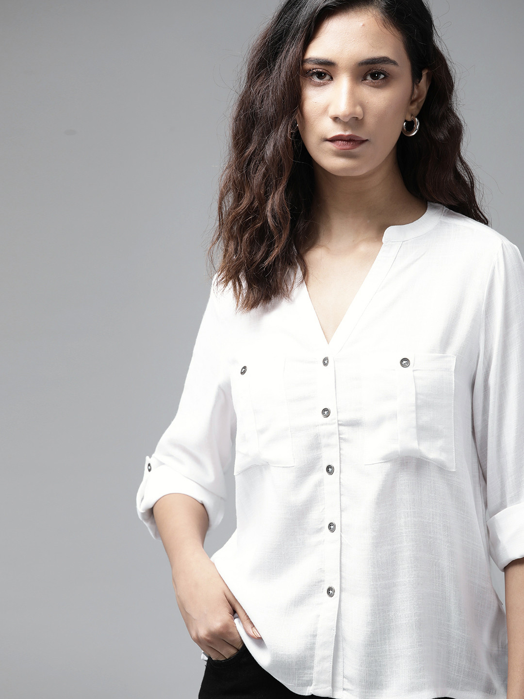 Roadster Women White Opaque Casual Shirt