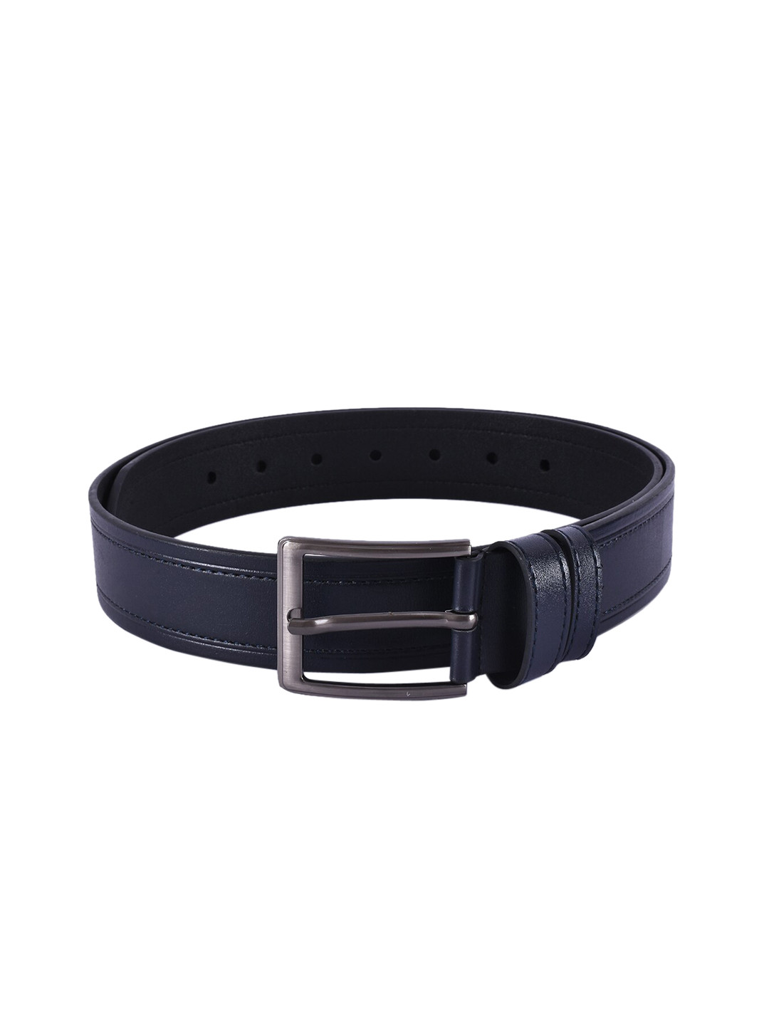 BuckleUp Men Navy Blue & Black Leather Formal Belt