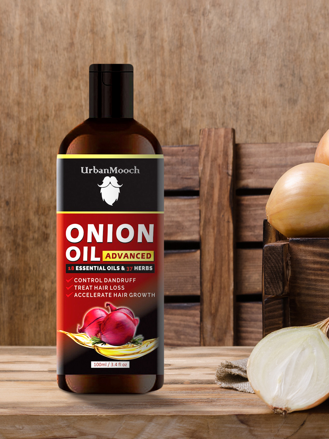 UrbanMooch Red Onion Hair Oil for Hair Growth & Hair Fall Protection 100ml