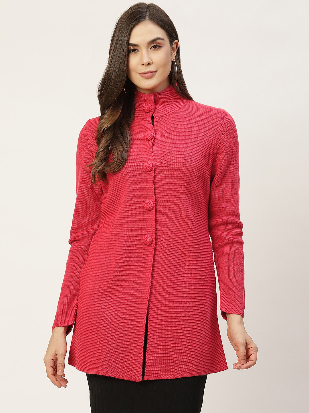 APSLEY Women Magenta Solid Cardigan
