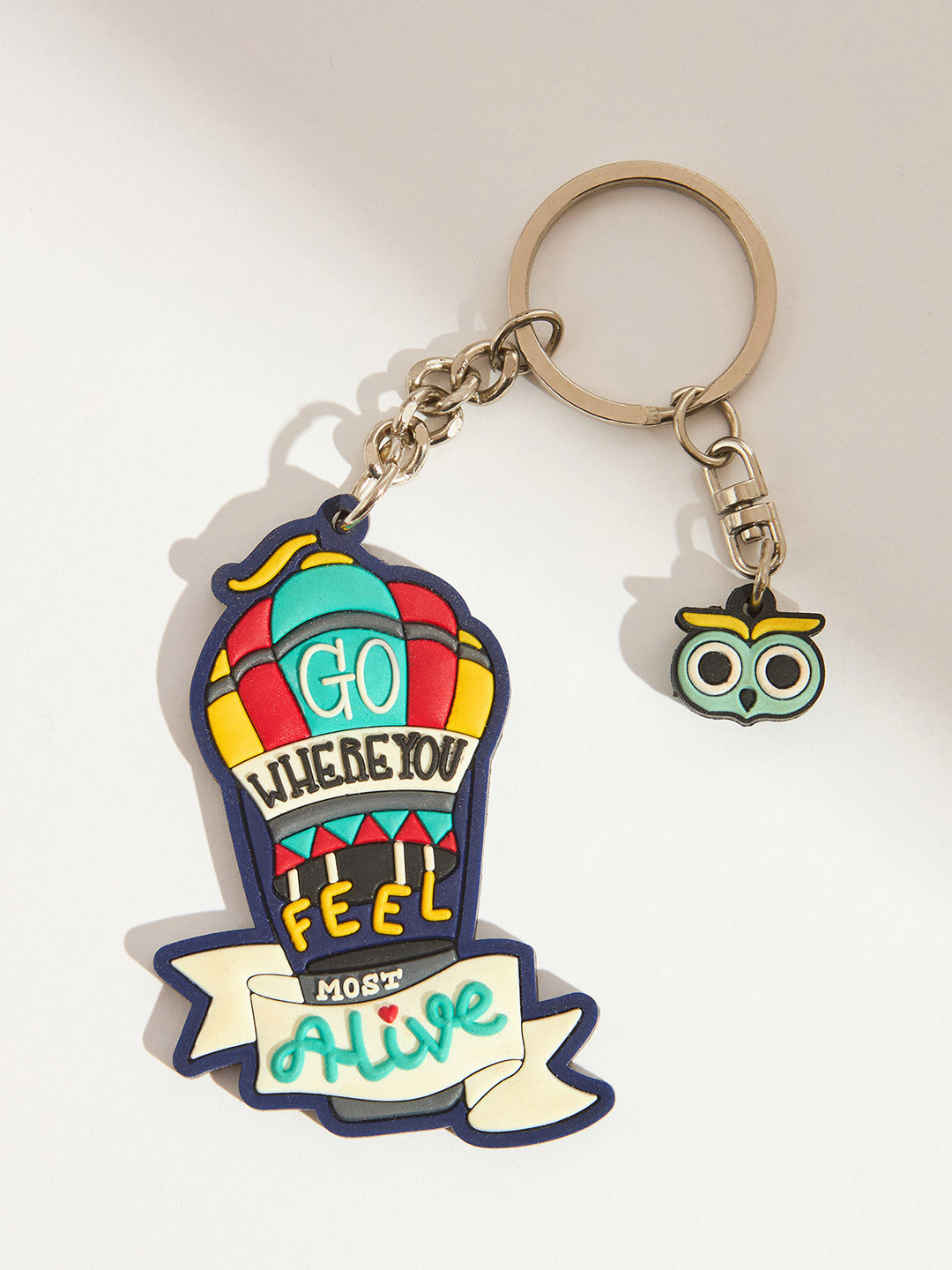 Chumbak Blue & Yellow Go Where You Feel Key Chain