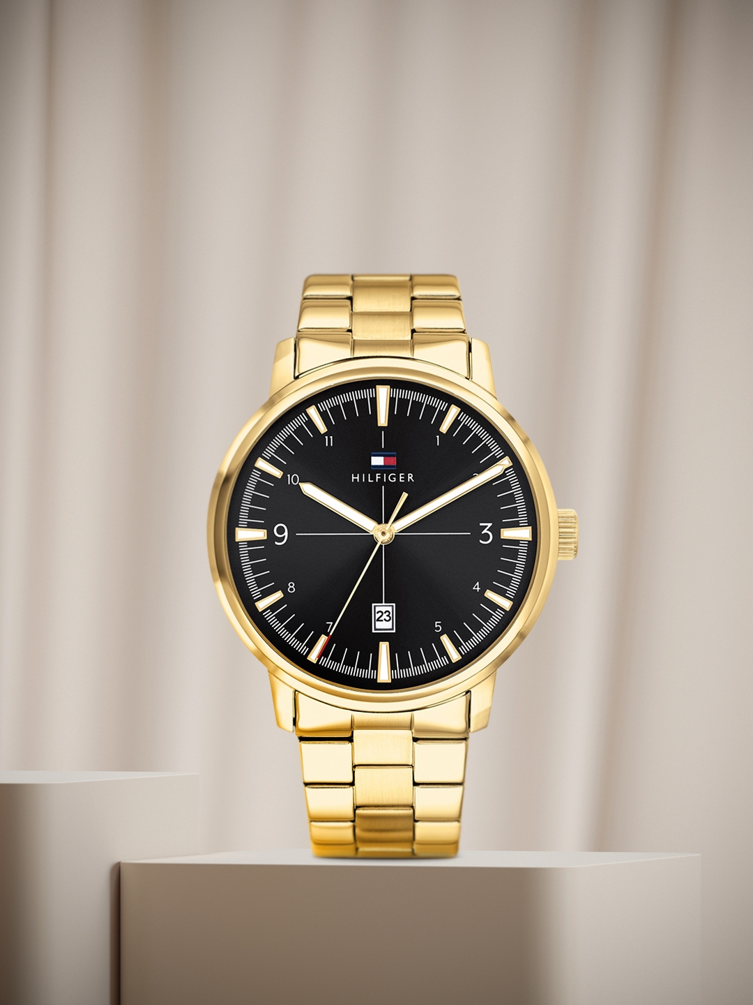 Tommy hilfiger watch on sale black and gold