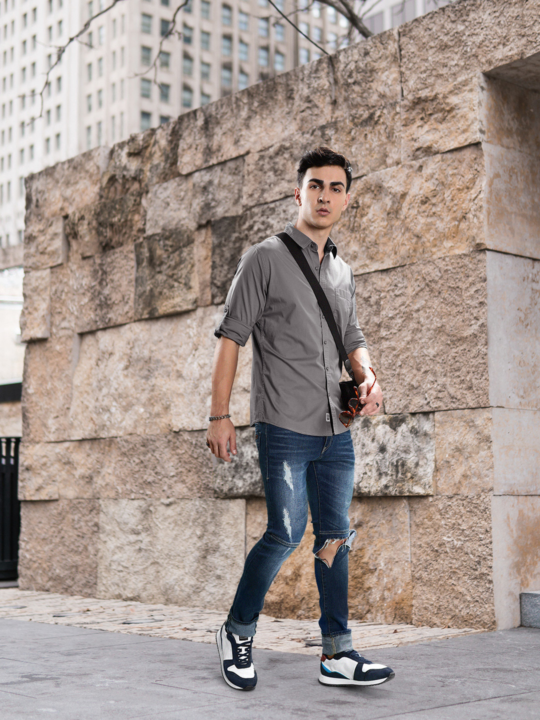 Roadster Men Castle Rock Slim Fit Opaque Sustainable Casual Shirt