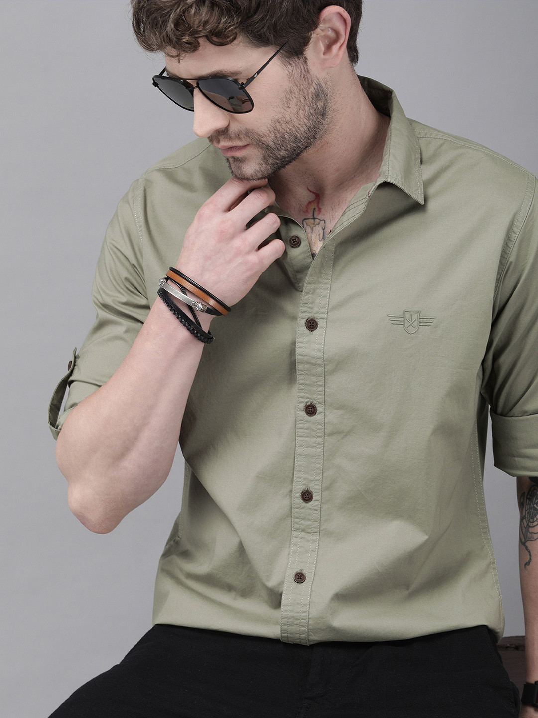 Roadster Men Grey Opaque Casual Shirt