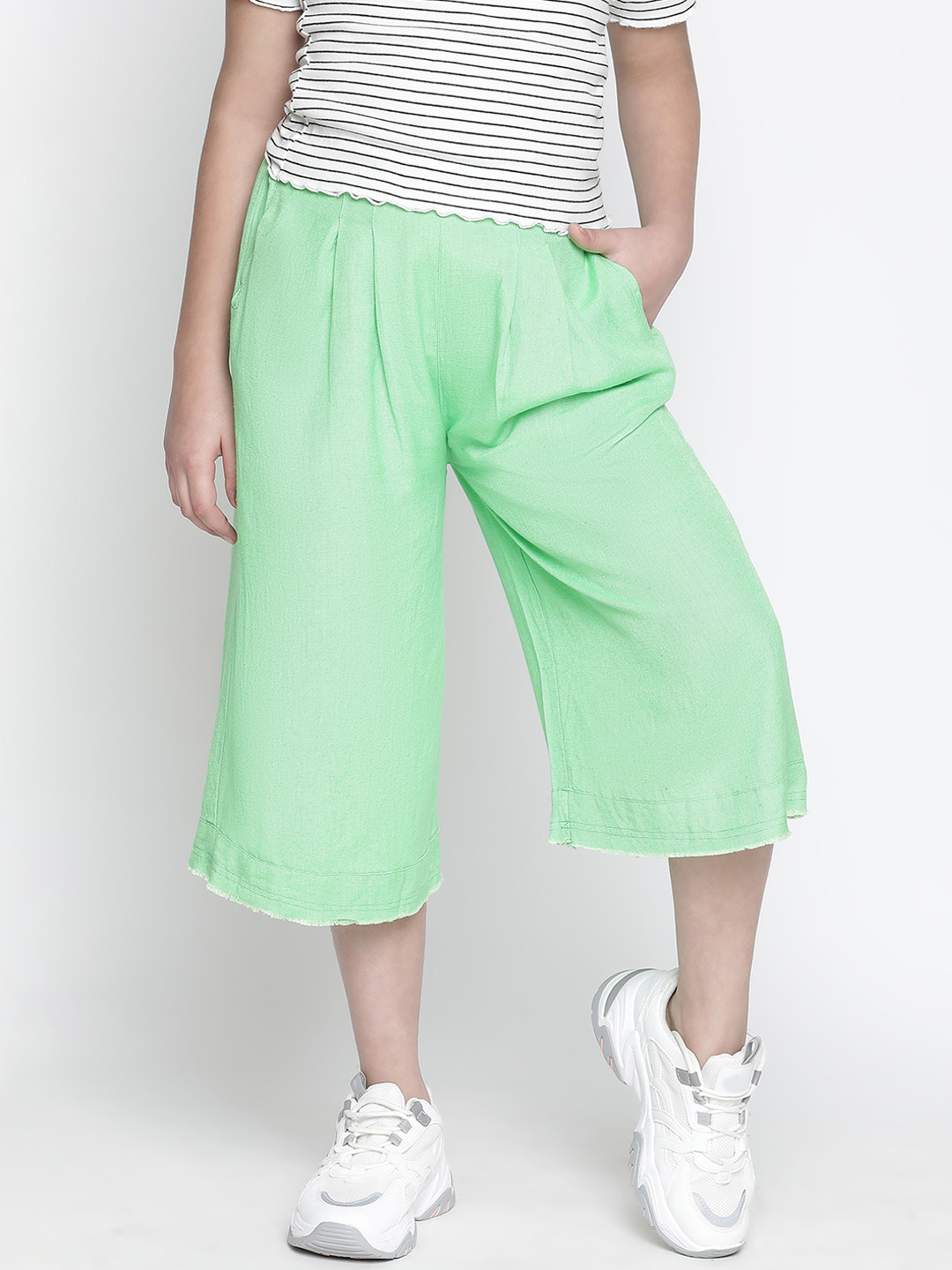 Oxolloxo Girls Green Regular Trousers