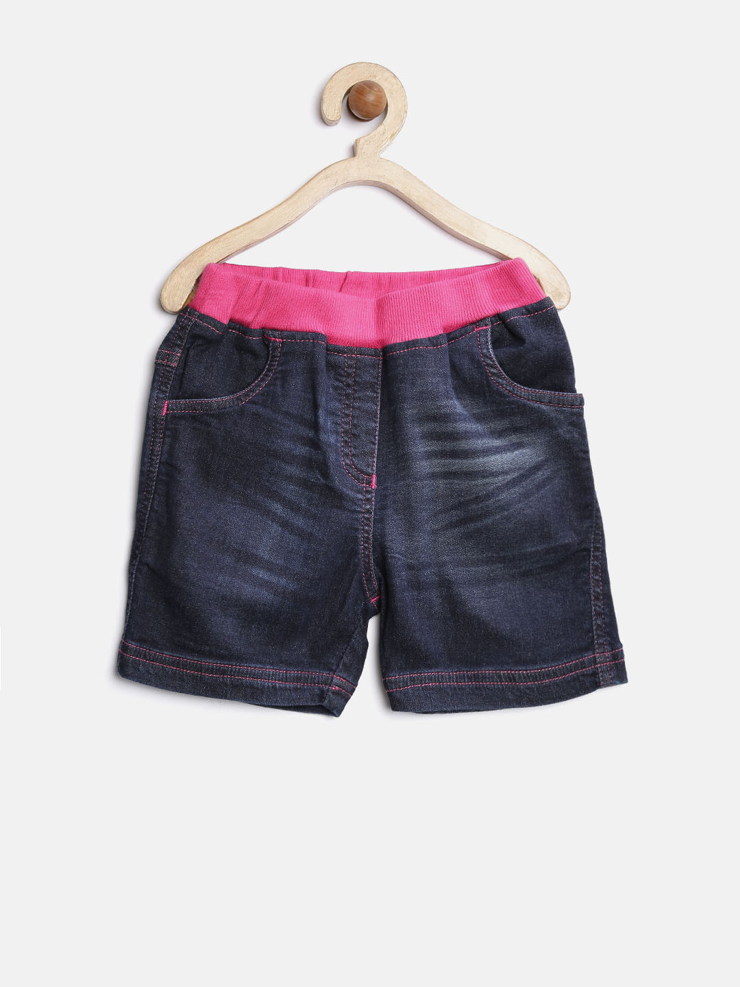 StyleStone Girls Navy Washed Denim Shorts