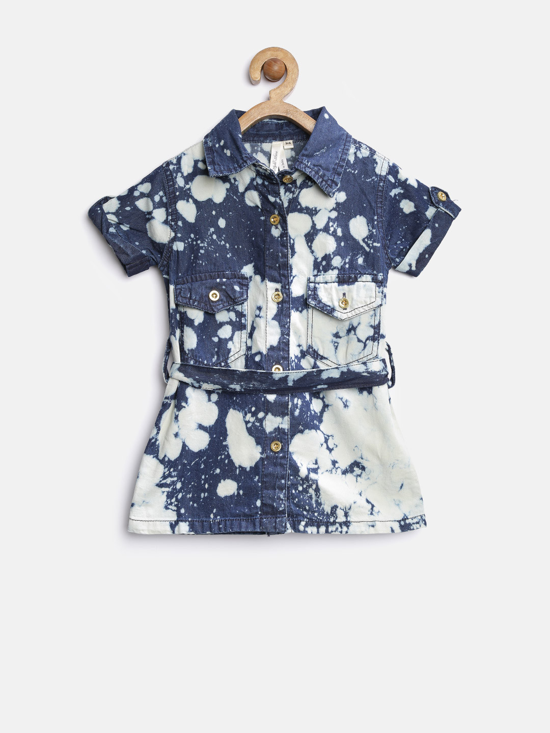 StyleStone Girls Blue Dyed Denim Shirt