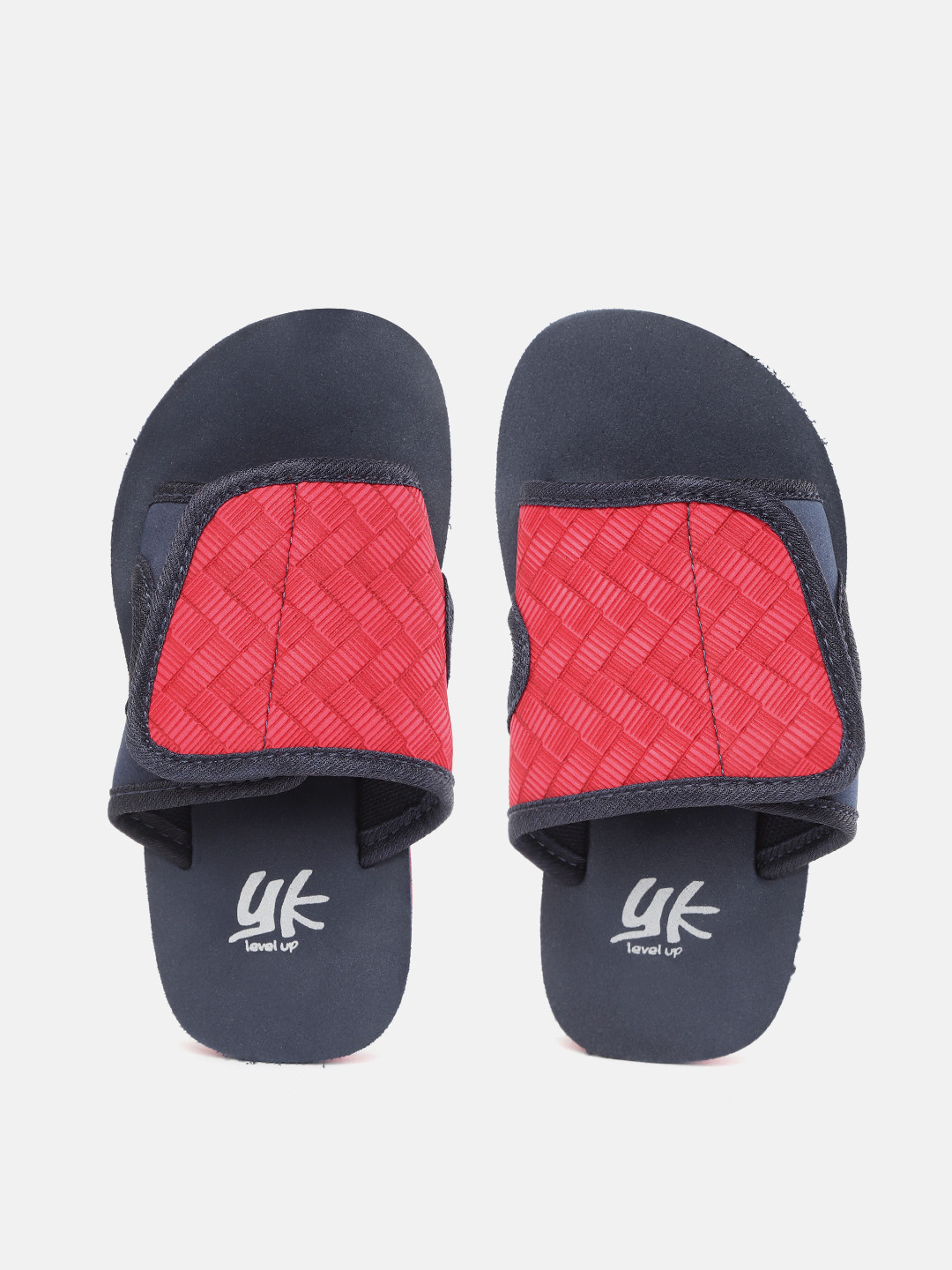 YK Kids Red & Navy Blue Self-Design Velcro Sliders