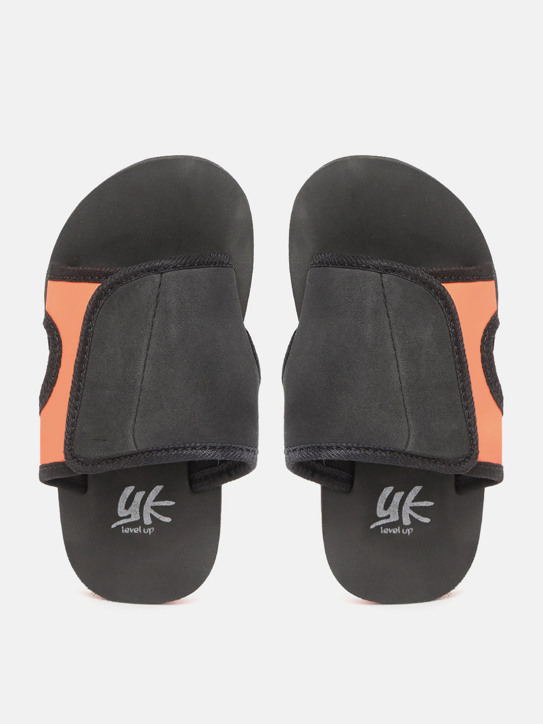 YK Kids Black Solid Velcro Sliders