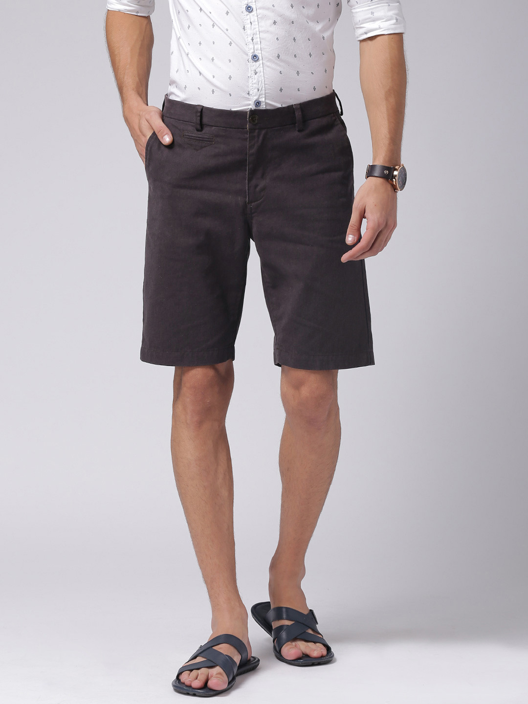 Buy True Blue Men Dark Purple Solid 