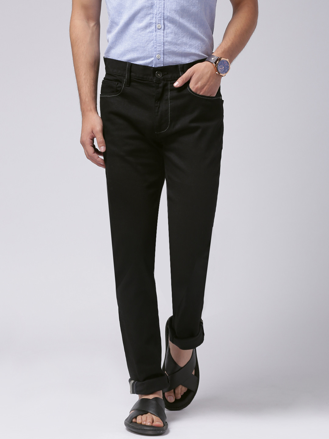 True Blue Men Black Regular Fit Stretchable Jeans