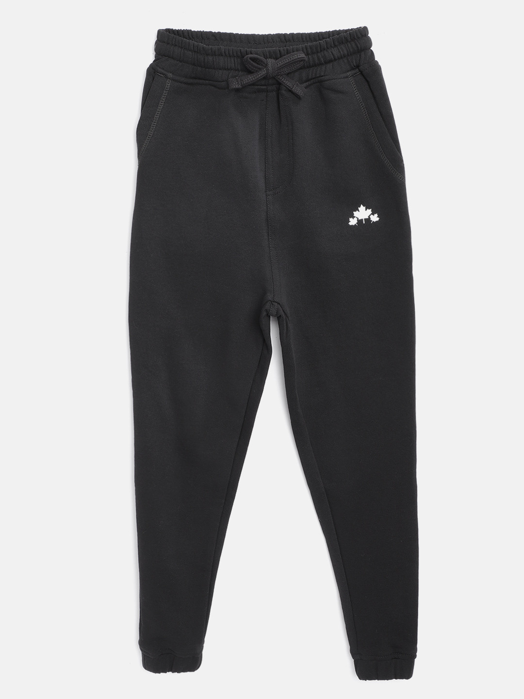 Rute Boys Black Pure Cotton Solid Joggers