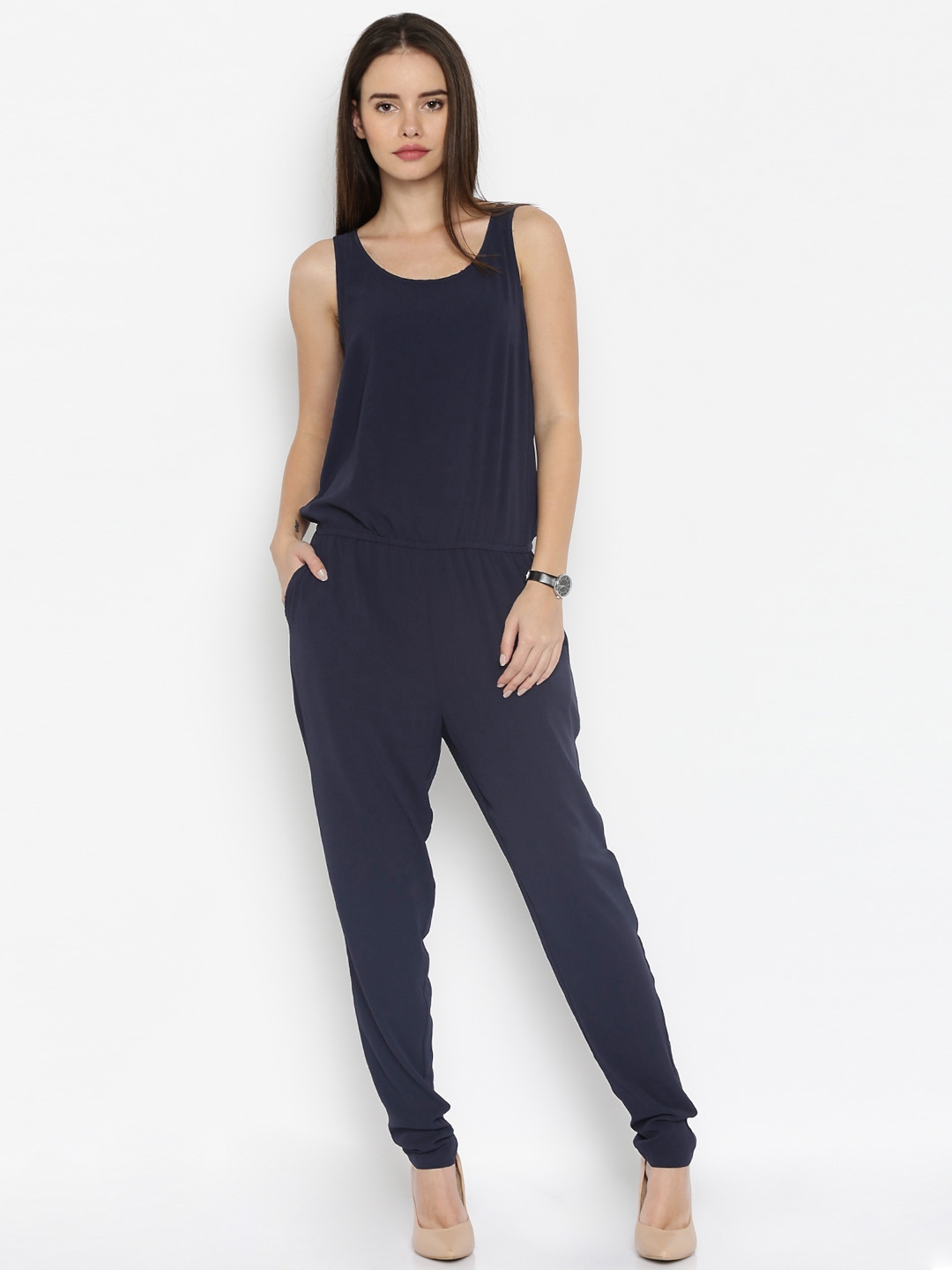 casual navy jumpsuit