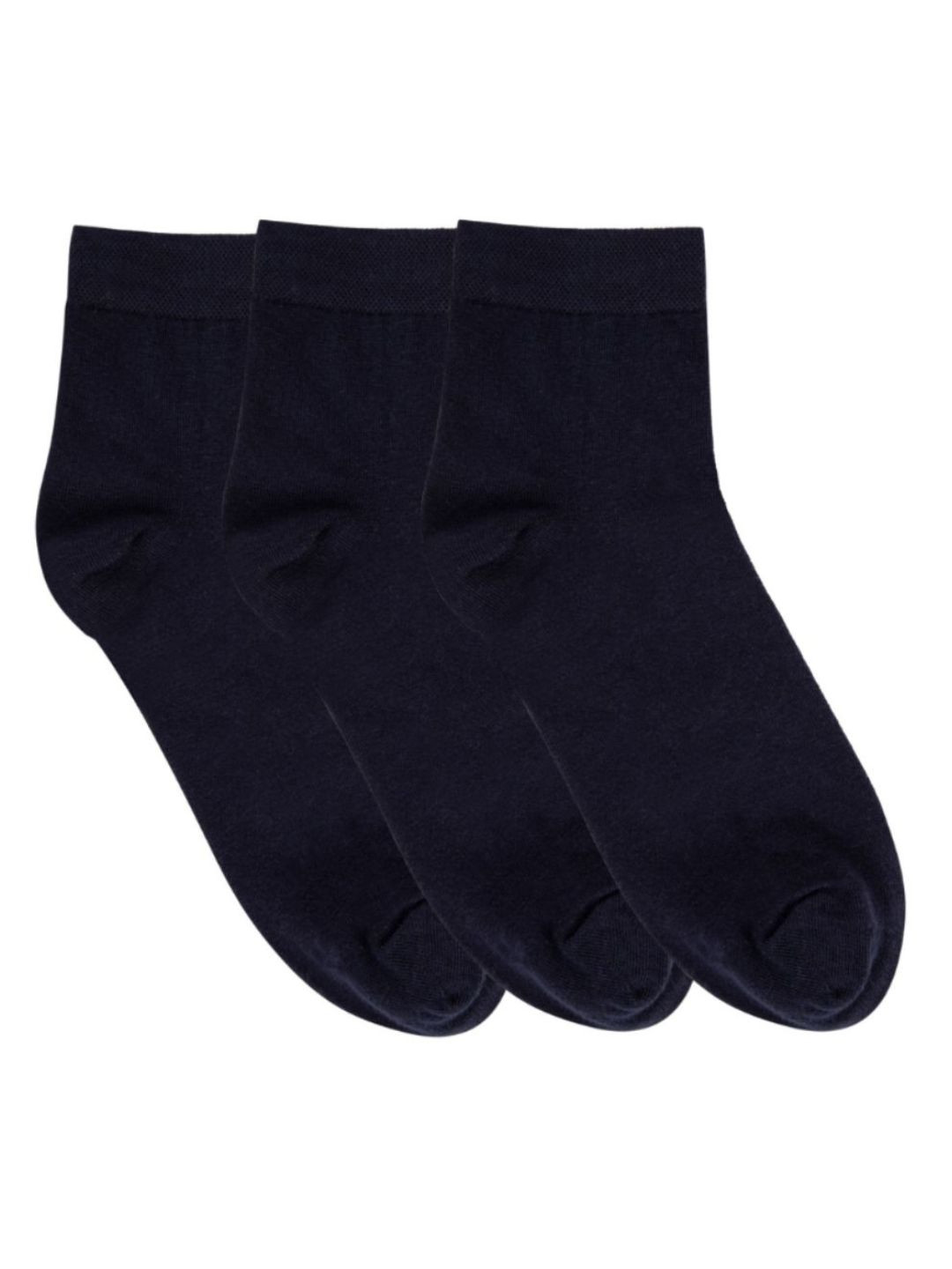 N2S NEXT2SKIN Men Pack Of 3 Navy Blue Solid Ankle-Length Cotton Socks