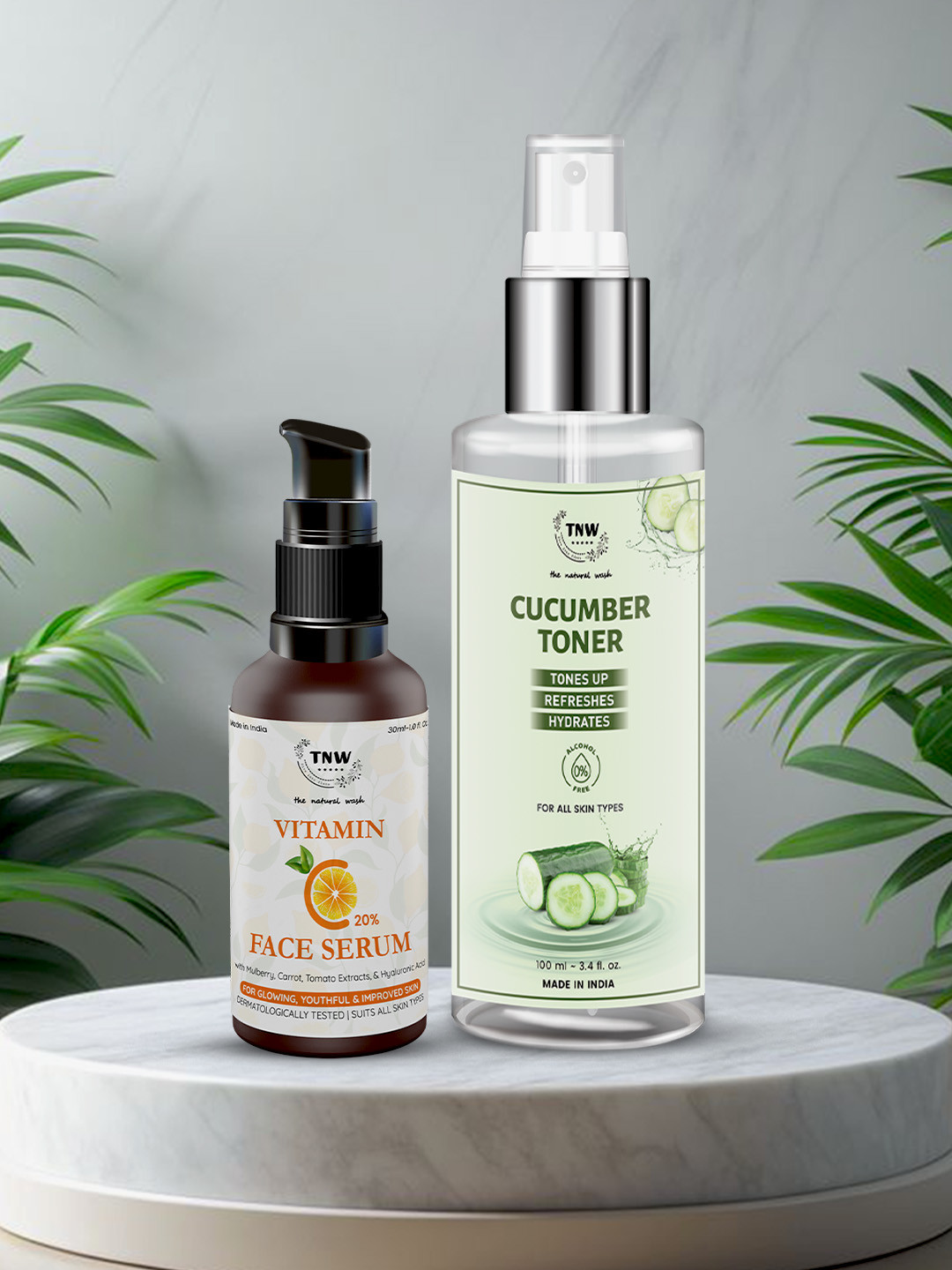 TNW The Natural Wash Combo of 2 Cucumber Toner 100 ml & Vitamin C Serum 30 ml