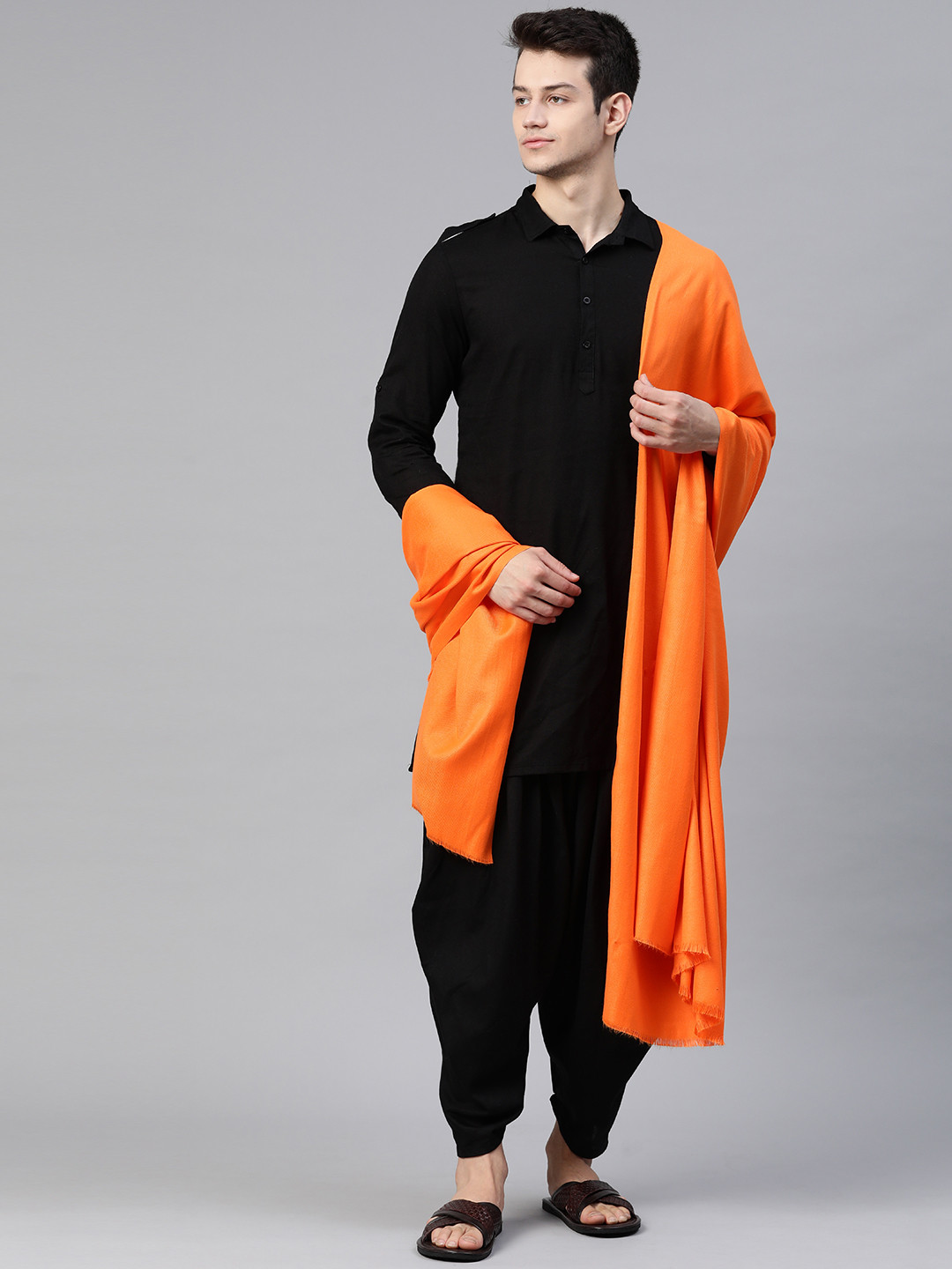 WEAVERS VILLA Men Solid Winter Woollen Shawl