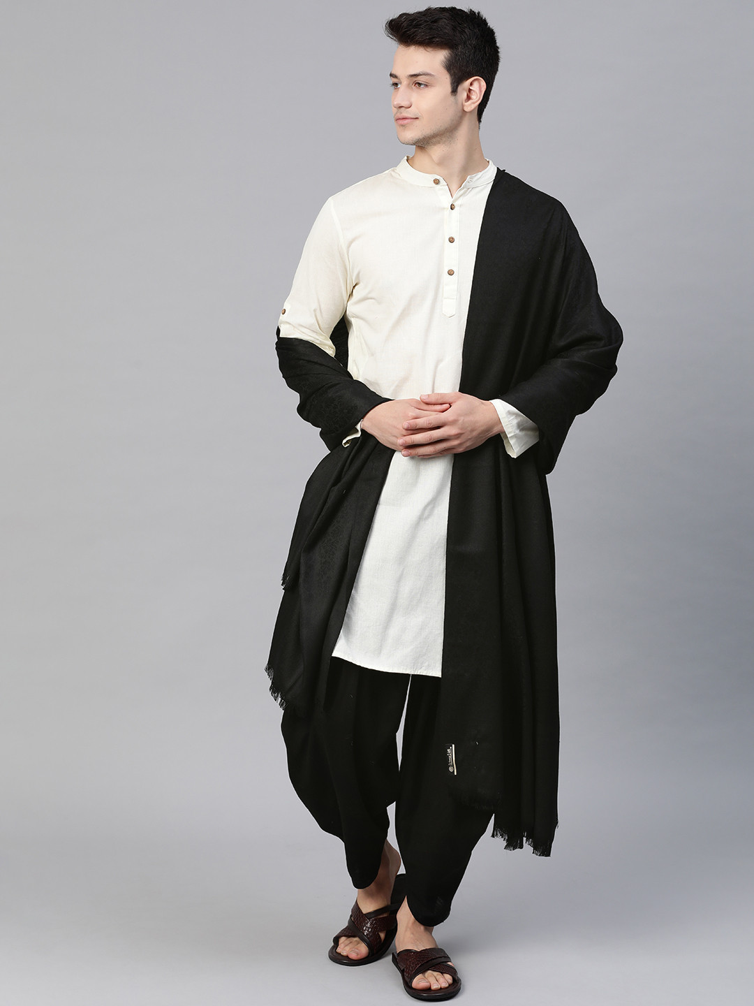 WEAVERS VILLA Men Solid Pure Wool Winter Shawl