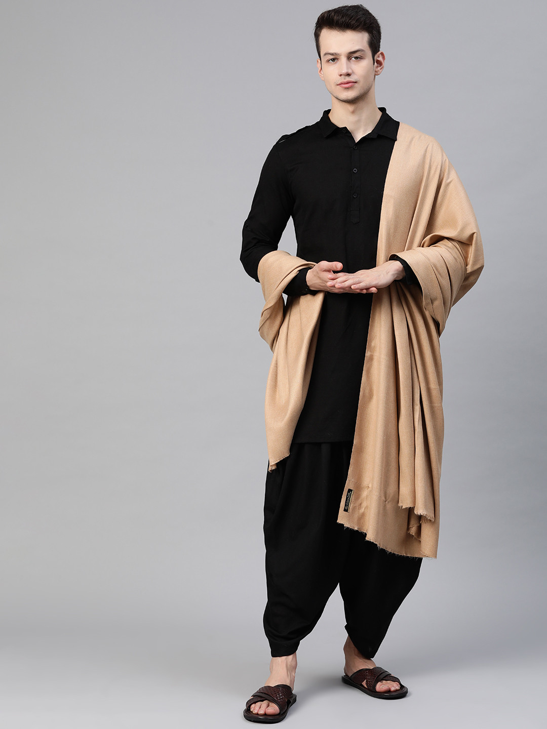 WEAVERS VILLA Men Solid Winter Woollen Shawl