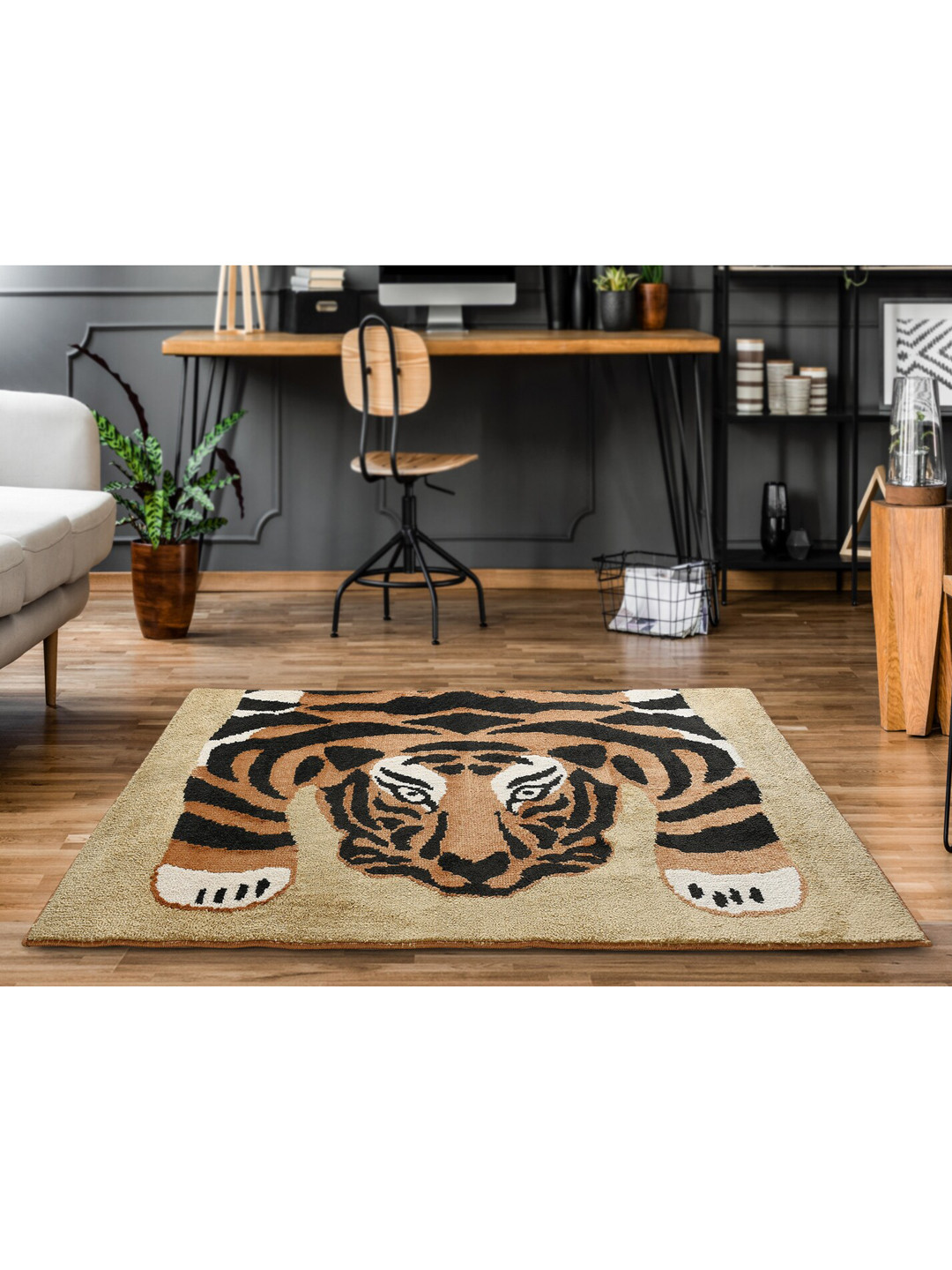 Saral Home Beige Printed Carpet