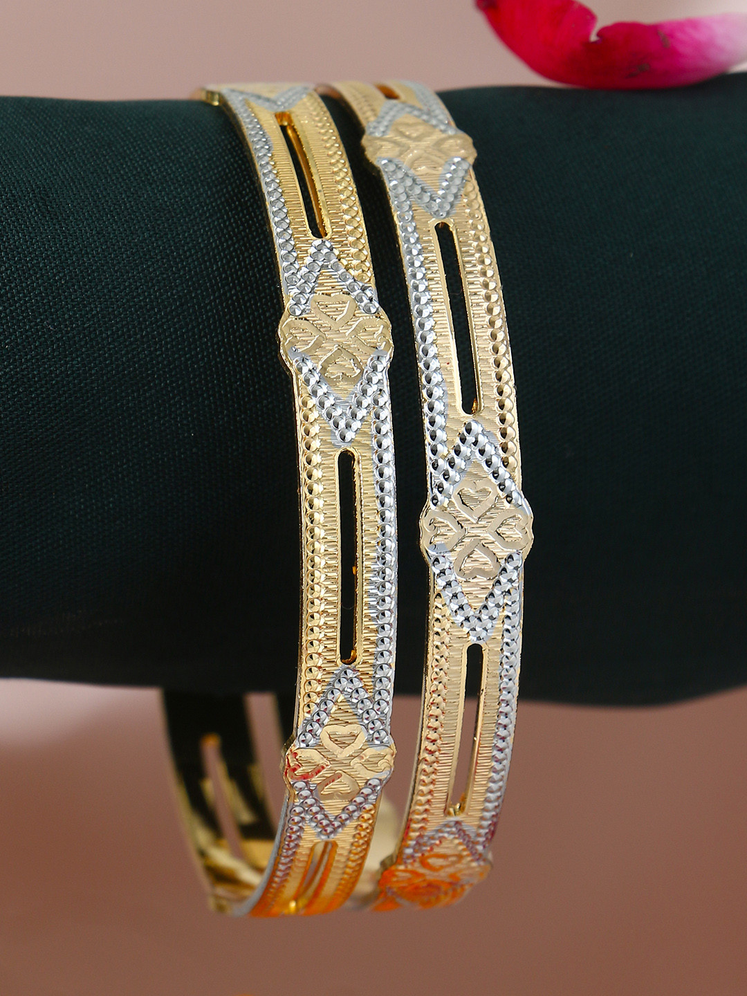 Adwitiya Collection Set Of 2 24-CT Gold-Plated Handcrafted Bangles