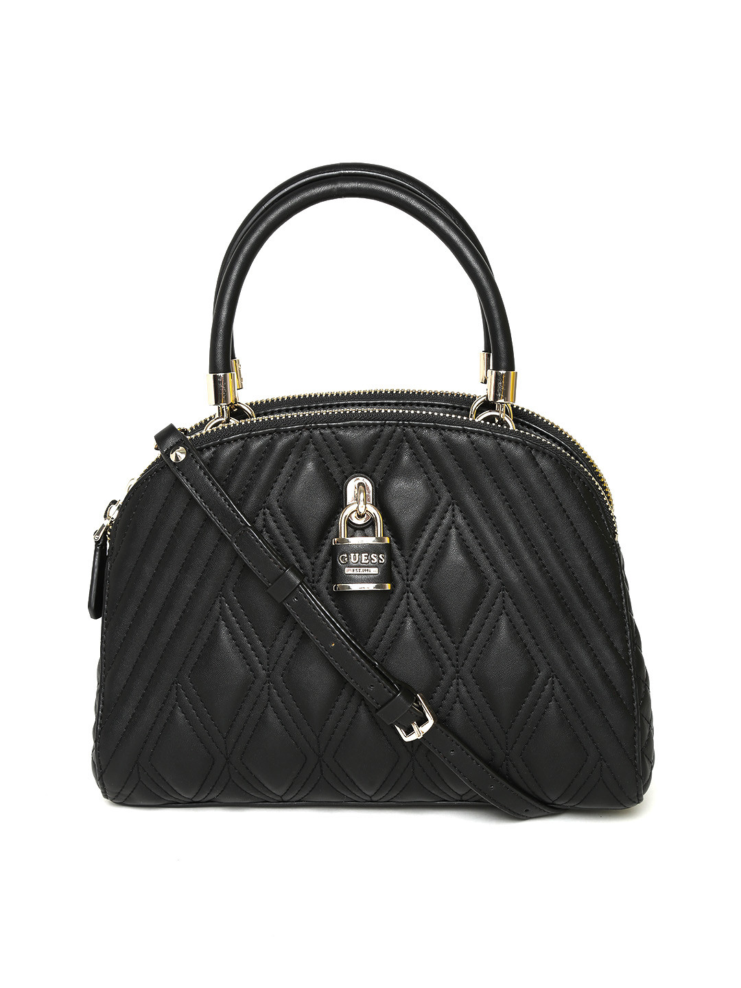 Buy GUESS Black Quilted Handbag With Sling Strap - Handbags for Women  1468028 | Myntra