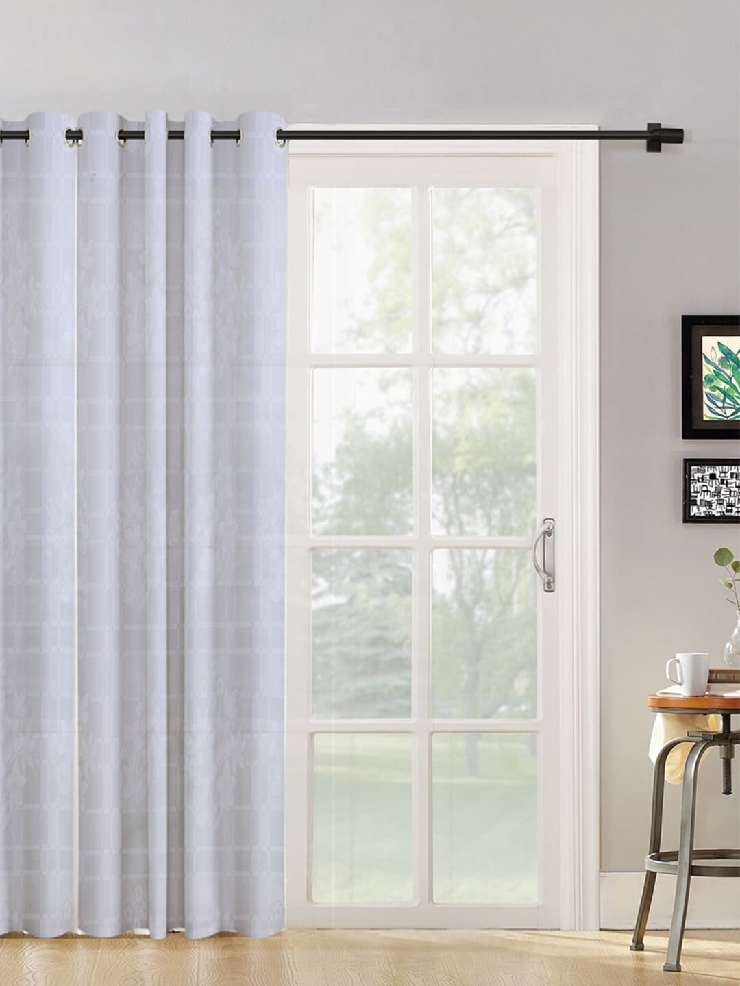 HOSTA HOMES White Floral Long Door Curtain