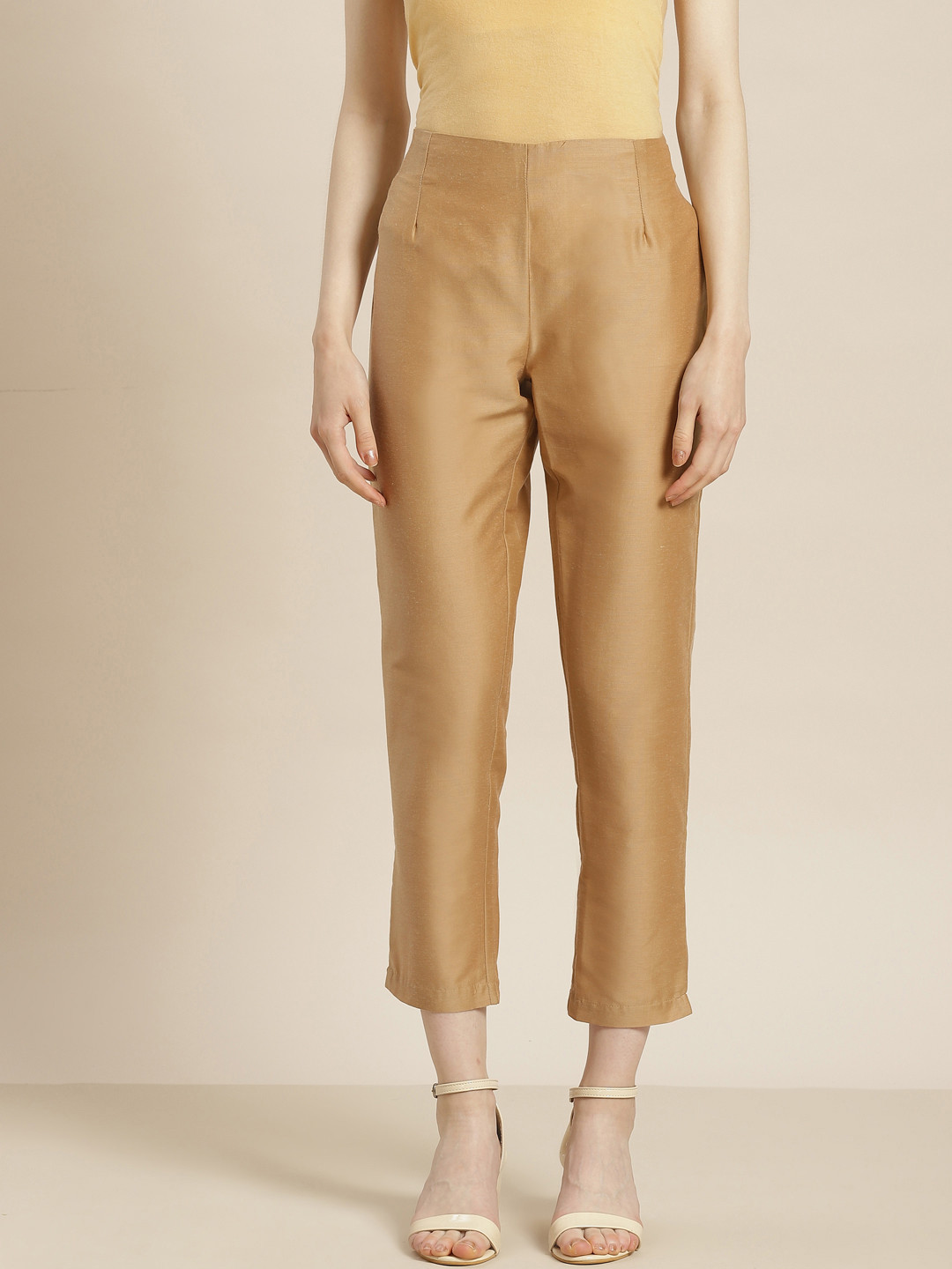 Juniper Women Golden Smart Slim Fit Cigarette Trousers