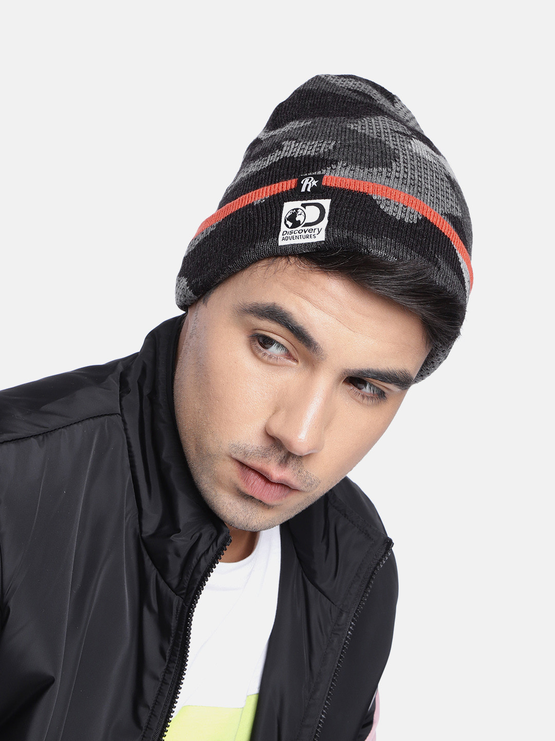 Roadster x Discovery Adventures Unisex Grey Camo Print Beanie