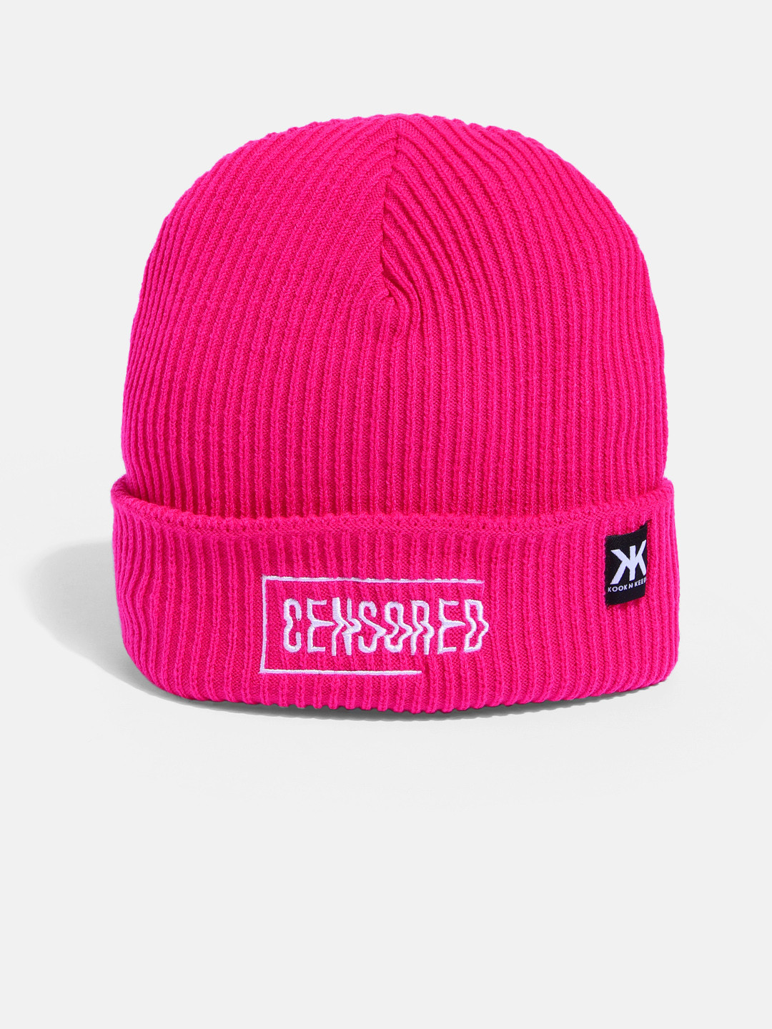 Kook N Keech Unisex Fuchsia Pink Embroidered Beanie