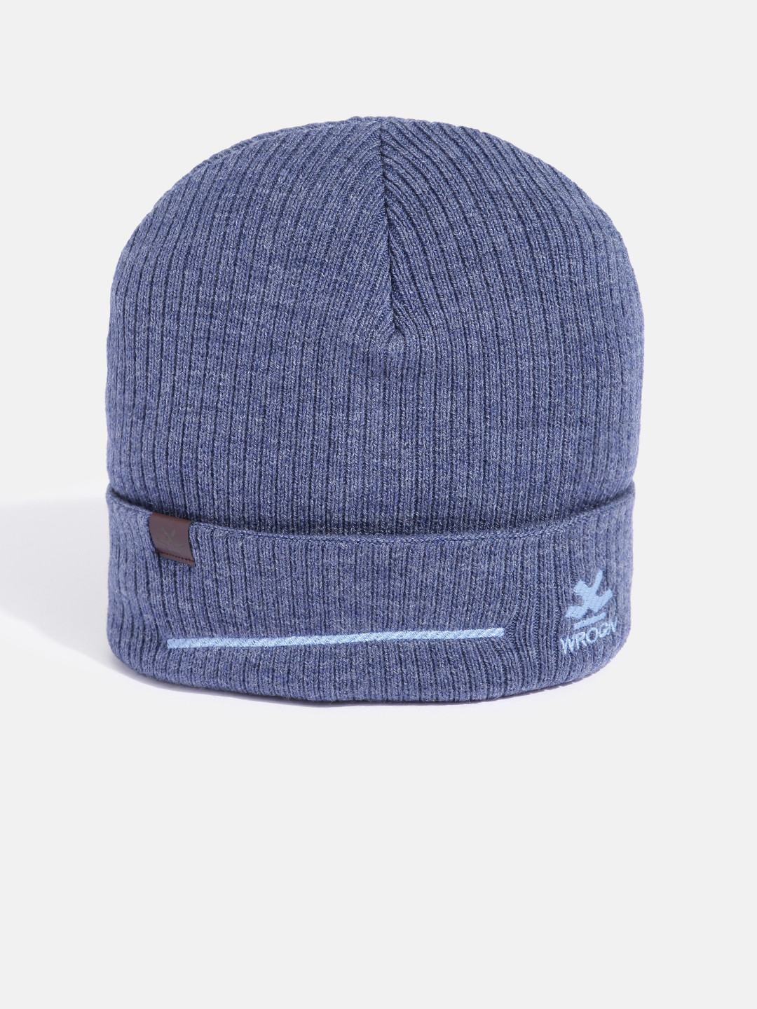 WROGN Unisex Blue Brand Logo Embroidered Beanie
